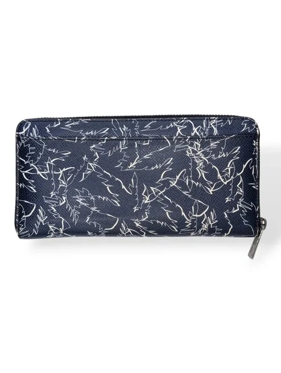 Michael Kors Wallet Mens Grant Tech Zip Around Navy Blue White Palm Tree design