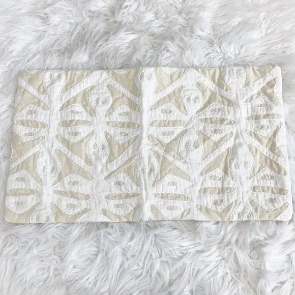 West Elm Nova Reverse Applique Pillow Cover 12x21 Ivory Neutral NEW