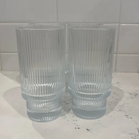Fluted Glass Cups x 4
