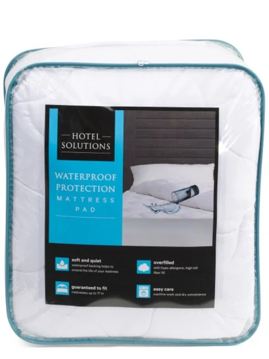 Hotel Solutions White Waterproof Mattress Pad