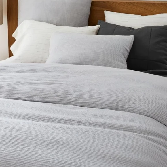 NEW West Elm Dreamy Cotton Gauze Duvet Cover King/Cal King- Frost Gray