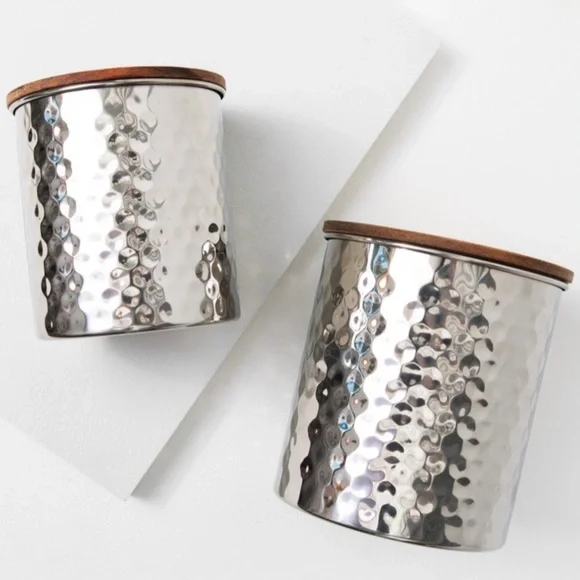 NEW Uncommon James Set of 2 Silver Canisters