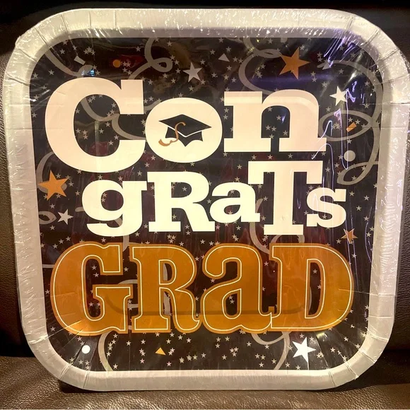 28~Congrats Grad! Graduation Party Paper Plates 9 in. Square