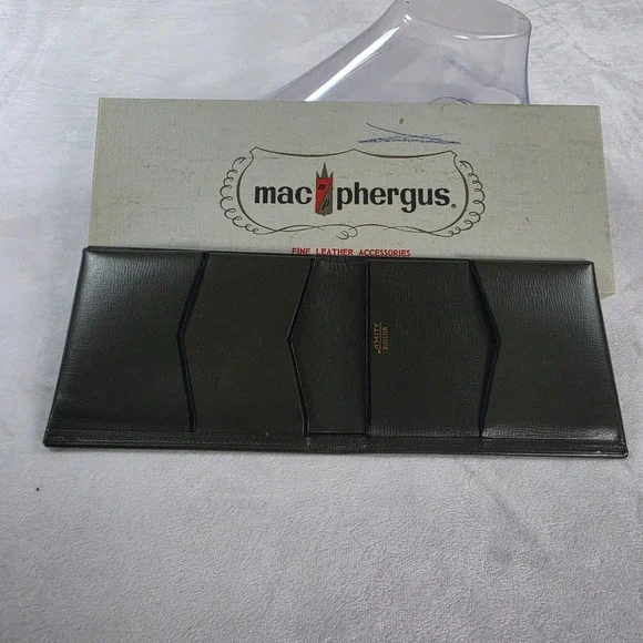 Vintage Macphergus Amity Director Long Wallet Firenze Cowhide Green Leather Box