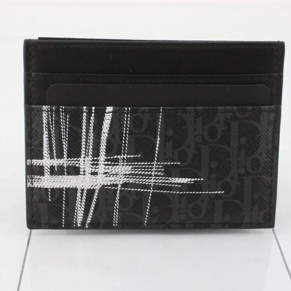 Dior Card Holder – Black Oblique Print