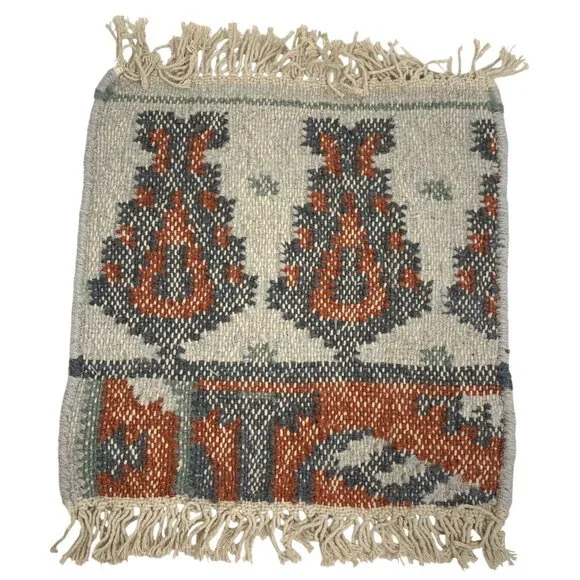 Montane Tapestry Wool Blend Rug SAMPLE / Placemat Handmade in India 15.5