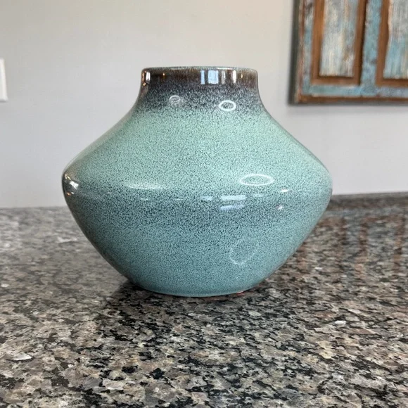 Speckled Aqua Ceramic Bud Vase NEW