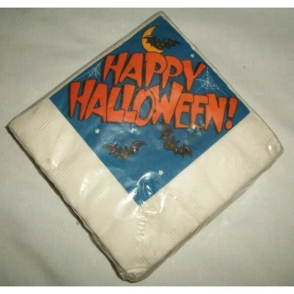 Hallmark Beverage Napkins Happy Halloween Bats Spiderweb Moon Spooky Party