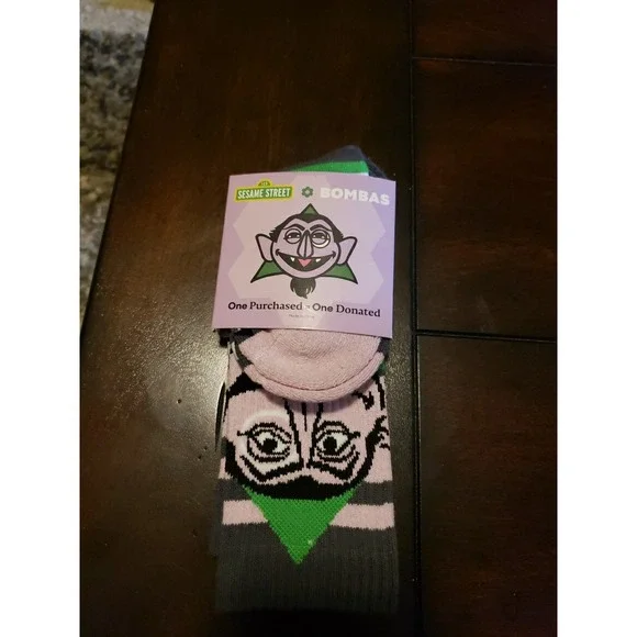 Bombas X Sesame Street‎ The Count Socks Size Youth Calf Crew Midweight