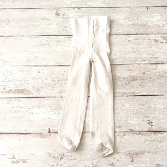 Girls 2T 3T Thick White Tights Stockings Kids Knit Toddler Baby