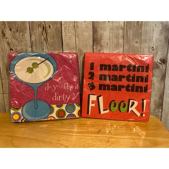 Set of 2 Amscan Cocktail Hour Beverage Party Napkins Dirty Martini