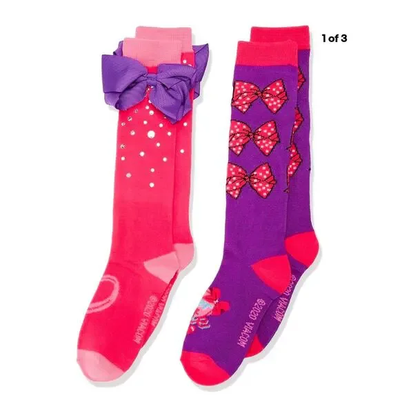 Jojo Siwa Girls 2 Pack Knee High Socks Size 4-11 Glam Dance Crazy Sock Spirit