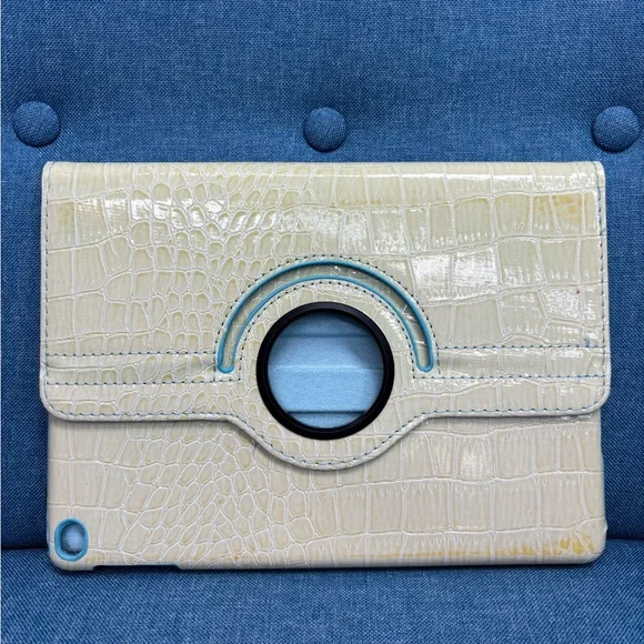Cream Croc-Embossed Tablet Case for IPAD 5 or 6 (9.7 inch screen)