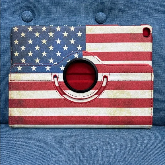 Patriotic American Flag Rotating Tablet Case for IPAD 5 or 6 (9.7inch screen)