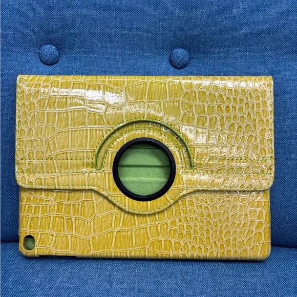 Yellow Croc-Embossed Tablet Case with Rotating Stand for IPAD 5 or 6 (9.7 inch)