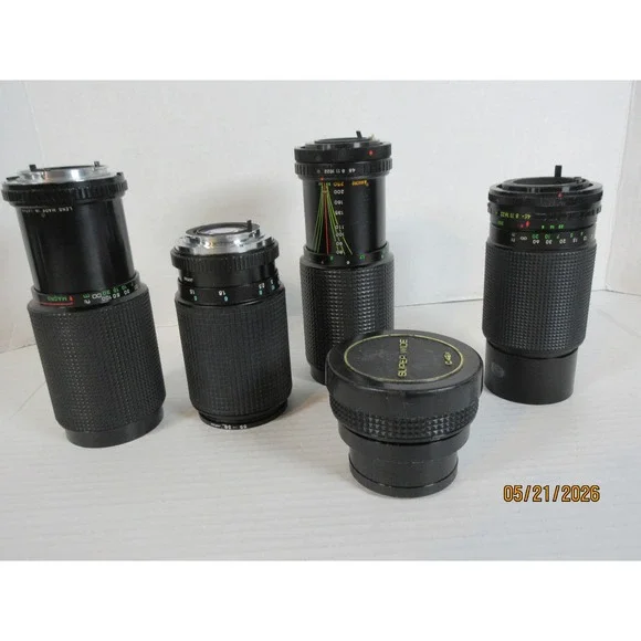 Vintage Camera Lens Lot Tokina Sakar Star-D Zykkor 80-200mm 80-205mm Pentax K MD