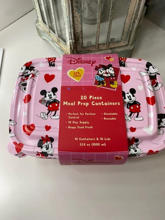 Disney Pink Minnie & Mickey 20-Piece Meal Prep Containers Set