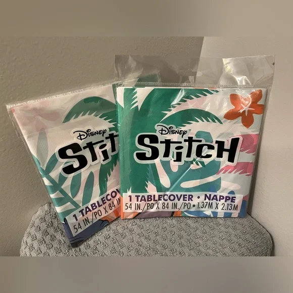 2 Disney Stitch Birthday Part Table Covers in Teal, Pink, Orange, White