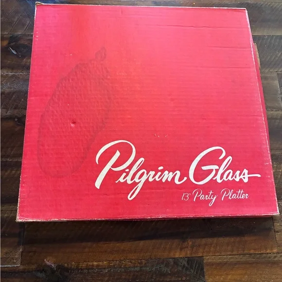 Vintage Pilgrim Glass Party Platter 13” original box USA