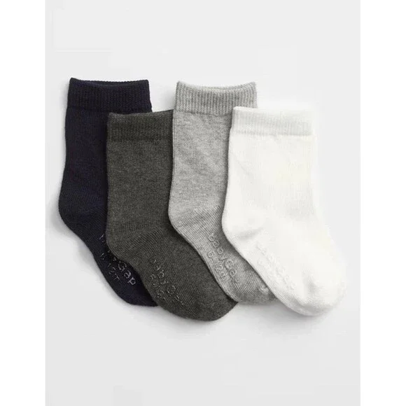 NEW GAP Toddler Boys Solid Cotton Crew Socks (4-Pack) Size 2-3 YRS