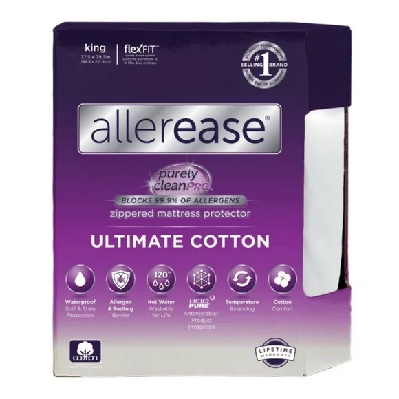 🆕 AllerEase Ultimate Cotton Zippered Mattress Protector - King