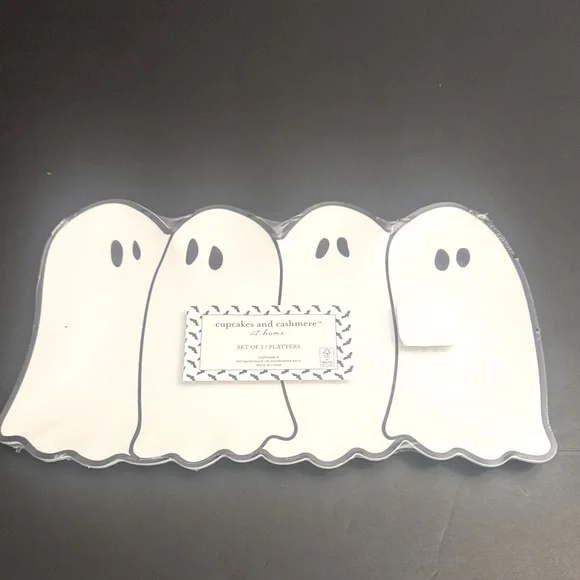2pc Cupcakes & Cashmere Disposable Ghost Platter Set - White