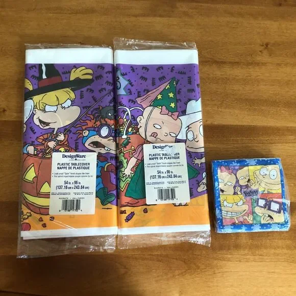 NEW Rugrats Halloween Party Set Tablecloths x2 Paper Napkins Nickelodeon VINTAGE