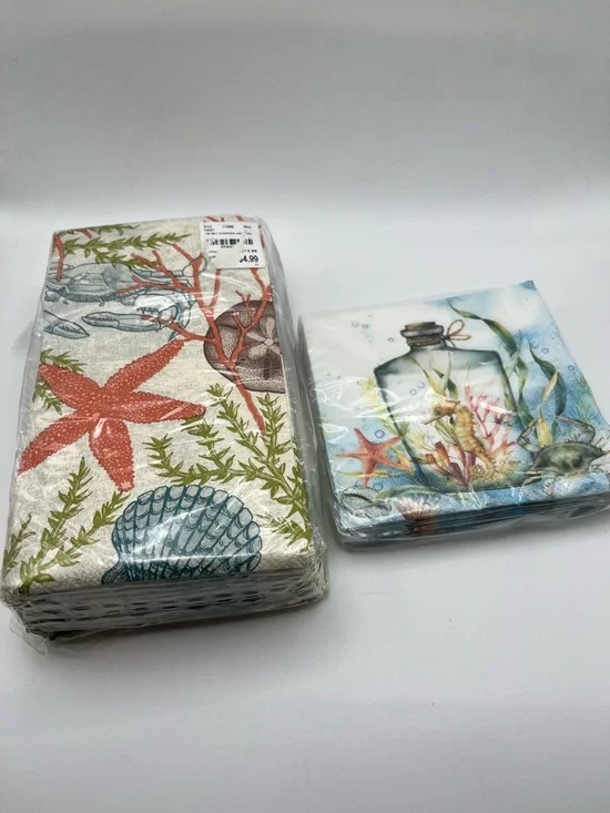 Beach Themed Paper Napkins Two Partial Packs please read description.
