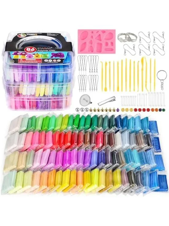 New Polymer Clay Starter Kit, Oven Bake Modeling Clay with Sculpting Tools
