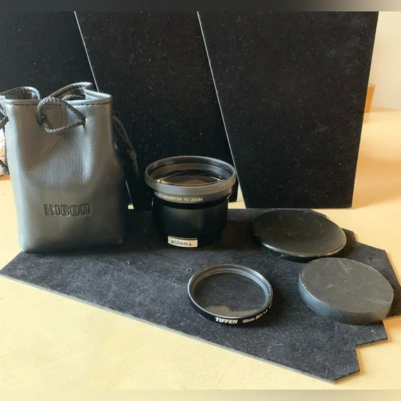 Ricoh Teleconverter TC 200m 52 mm & Tiffen Filter 52 mm Sky 1A Lens with case