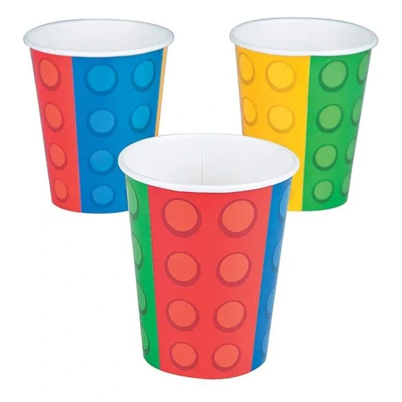 8ct‎ x 5 (40) Building Blocks Block Party Supplies 9oz Hot Cold Cups Tableware