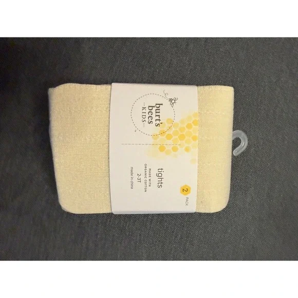 Burt's Bees Kids Organic Cotton Tights 2 Pack Cream Purple 2-3T TD28276-MLT-3T