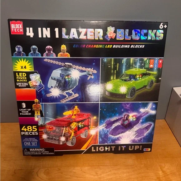 4 in 1 Lazer Light Up Block Set - NEW