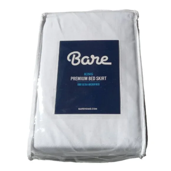 Bare King Premium Bed Skirt White 1800 Ultra Microfiber NIP