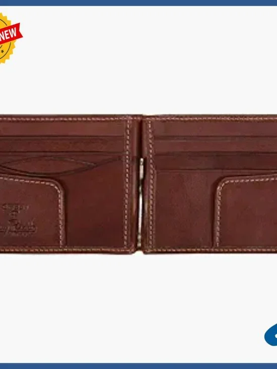 Slim Minimalist Bifold Wallet with Money Clip, Italian Leather Card Case