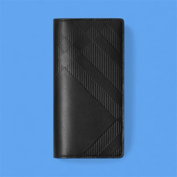 🆕 NWT Burberry Black Embossed Check Continental Wallet - Brand New!