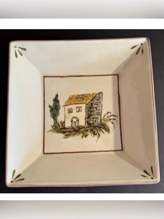 Vintage Retired Williams Sonoma 13” Ceramic Square Serving Dish.Made in Italy.
