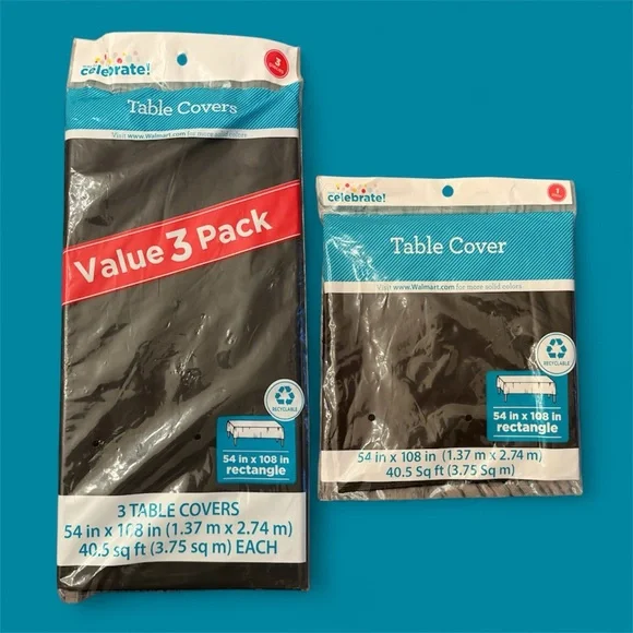 🍒4/$15 NWT Celebrate Black Rectangle Table Covers Value 4 Pack
