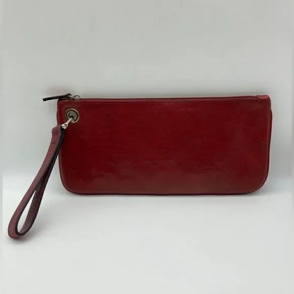 Pelle Studio Wilsons Italian Leather Unisex Wristlet Cherry Color