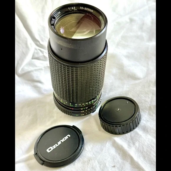 VINTAGE 1980s OZUNON MC AUTO TELE ZOOM TELEPHOTO SLR CAMERA LENS 75-200mm f 4.5
