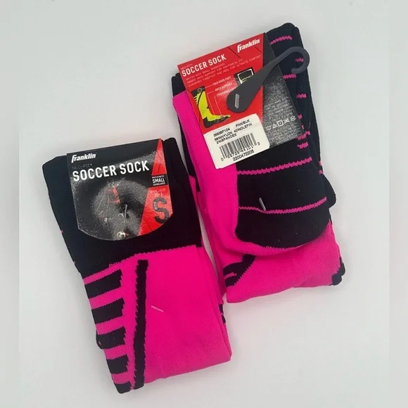 FRANKLIN Pink and Black Soccer Socks, Size Small, NWT