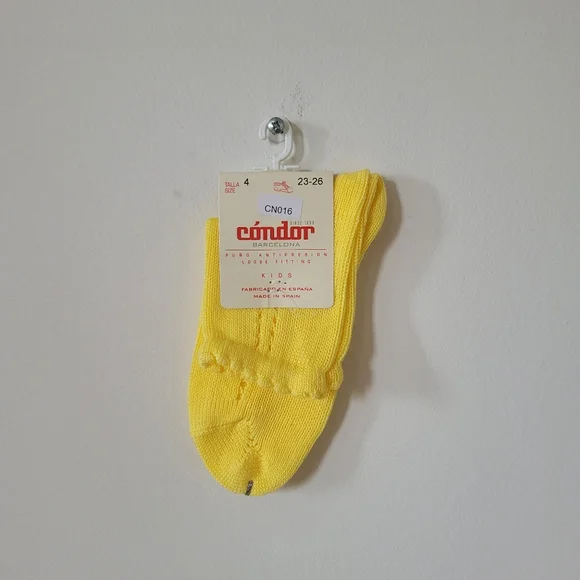 NWT Condor Perle Side Openwork Socks In Lemoncello, Size 4
