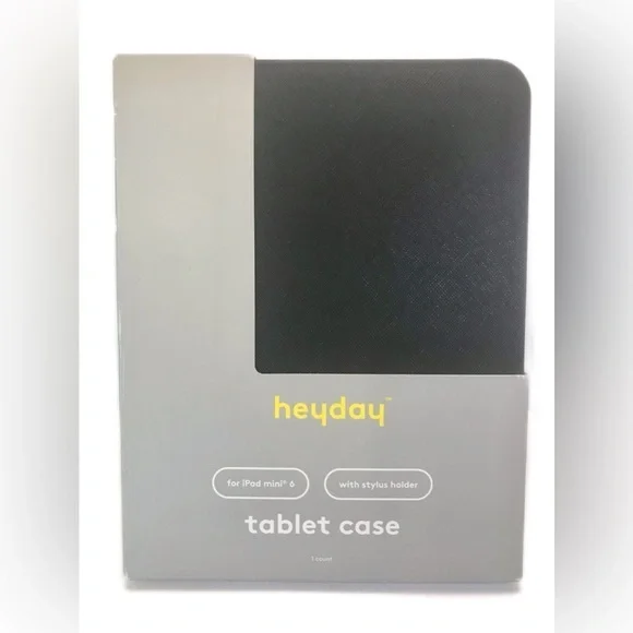 Black Faux Leather IPad Mini 6 Tablet Case New in Box Heyday Stylus Hold