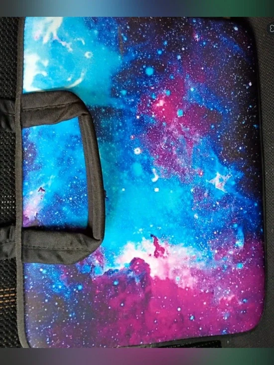 “Like New”Galaxy Print Laptop Sleeve - Blue & Pink Nebula. Measures: (10” X 15”)