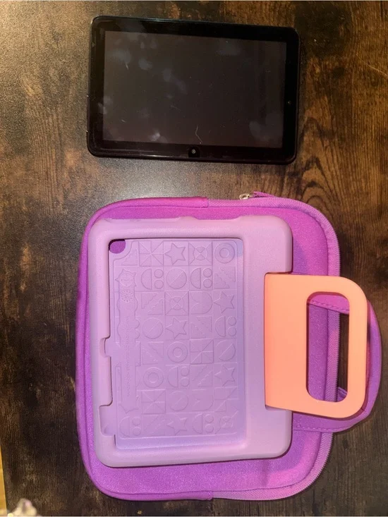 Purple Kids Tablet & Case tabletwith Pink Handle - Protective Sleeve for Tablets