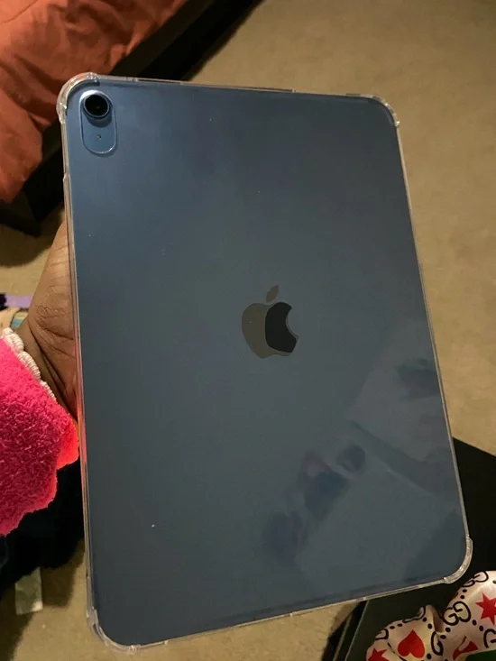 Apple iPad a16 in Blue with Clear Protective Case