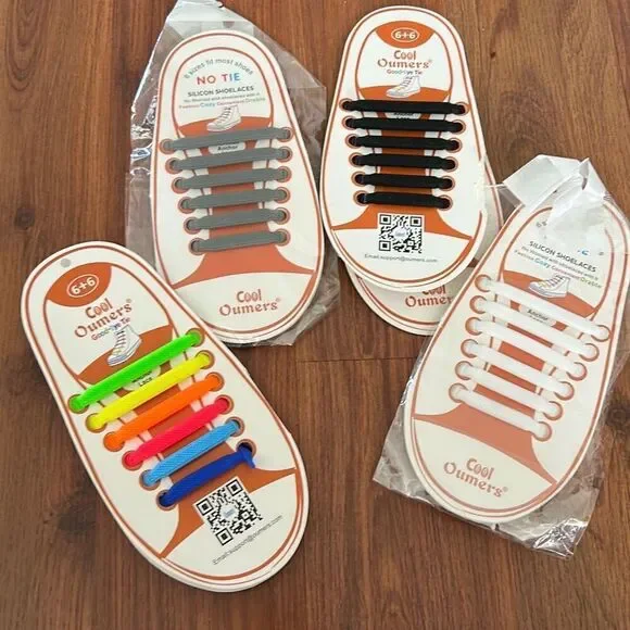 New Cool Oumers 4 pair silicone no tie shoelaces