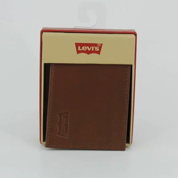 Levi’s‎ Men's Brown Genuine Leather Bifold Wallet - New in Box - NWT
