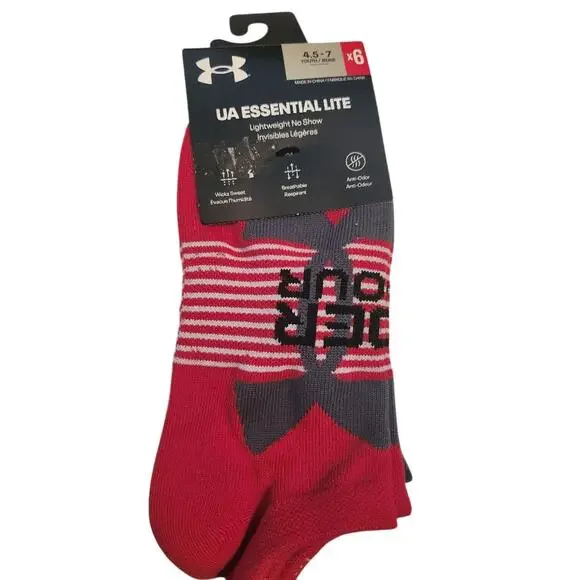 New 6 Pairs Under Armour Youth Large Socks