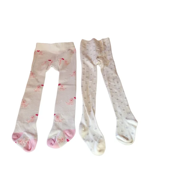 PS by SP NEW and Primark 12-24 M Tights Pink White Silver Sparkle Dog Poodle